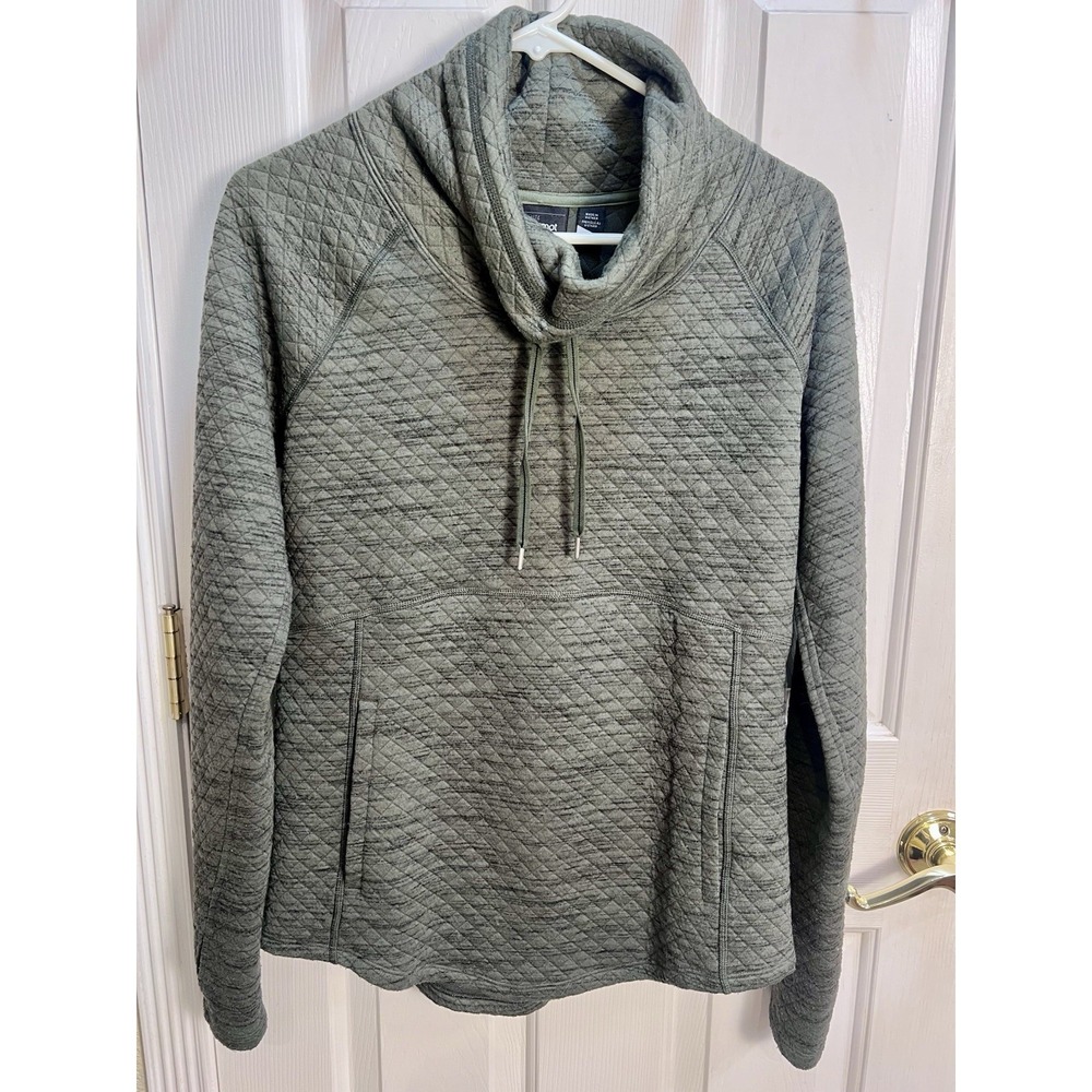 Marmot Annie Olive Green Cowl Quilted Thumb Loops Outdoor Pullover Sweatshirt M